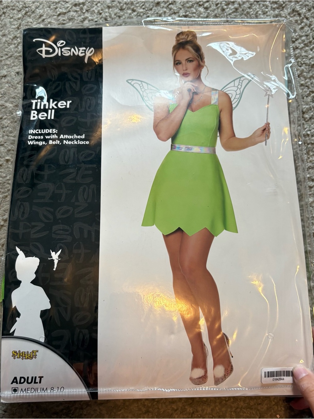 Disney Tinker Bell Mini Dress in Lime Green with Belt Wings Costume NEW Medium